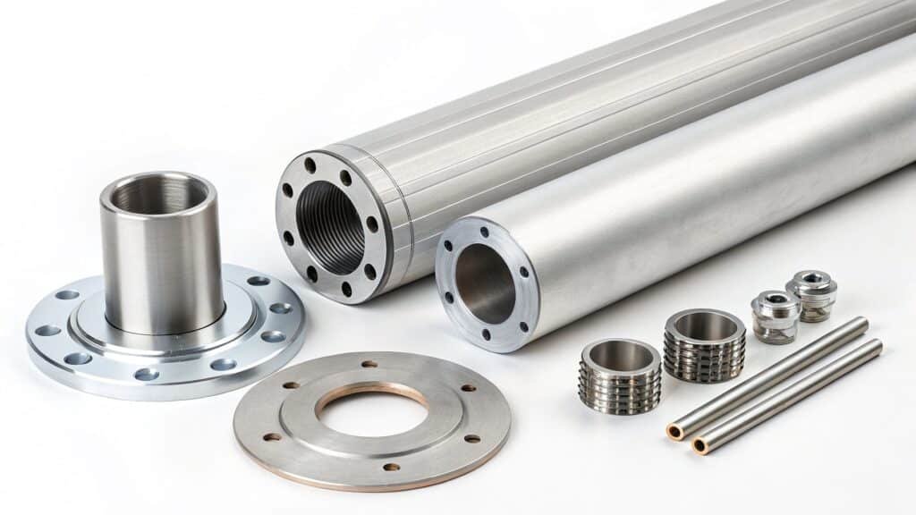 A simple balancing scale with a small block of aluminum on one side perfectly balancing a much larger block of steel on the other.